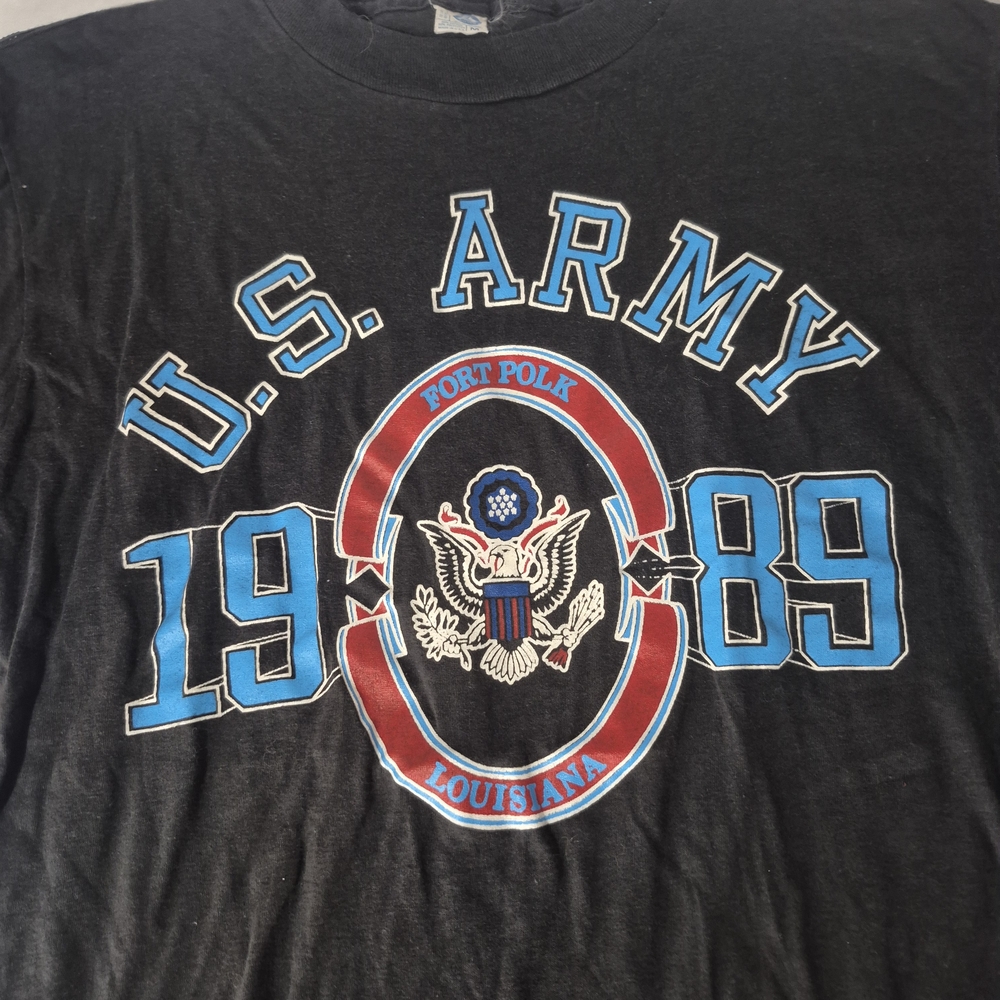 Mens Vintage Single Stitch Army 1989 Fort Polk Lousiana
